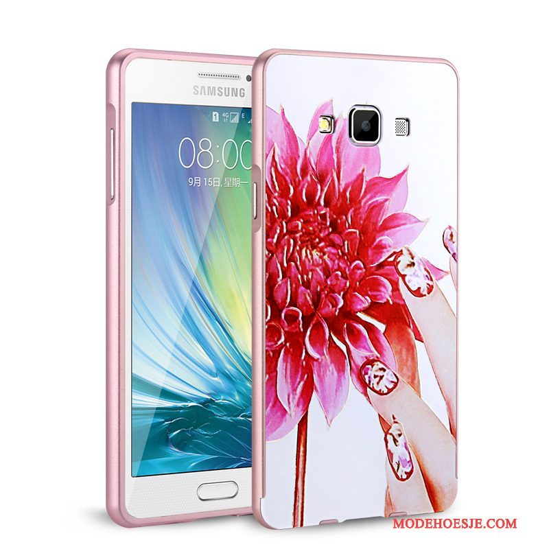 Hoesje Samsung Galaxy A7 2015 Metaal Telefoon Omlijsting, Hoes Samsung Galaxy A7 2015 Bescherming Groen