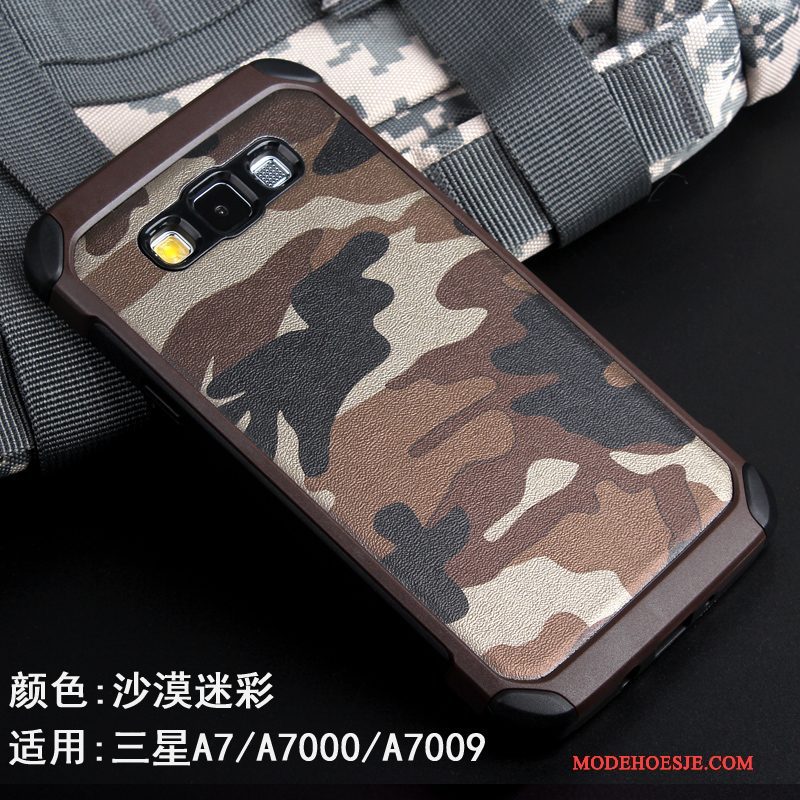 Hoesje Samsung Galaxy A7 2015 Scheppend Telefoon Persoonlijk, Hoes Samsung Galaxy A7 2015 Siliconen Camouflage Goud