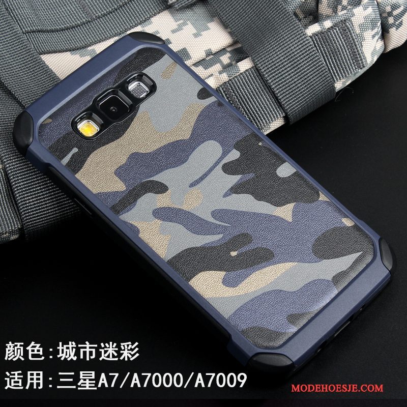 Hoesje Samsung Galaxy A7 2015 Scheppend Telefoon Persoonlijk, Hoes Samsung Galaxy A7 2015 Siliconen Camouflage Goud