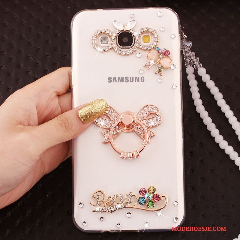 Hoesje Samsung Galaxy A7 2015 Siliconen Blauw Ring, Hoes Samsung Galaxy A7 2015 Zacht Hangertelefoon