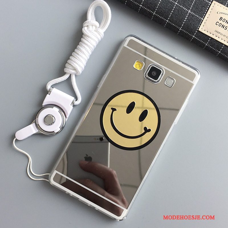 Hoesje Samsung Galaxy A7 2015 Siliconen Smiley Anti-fall, Hoes Samsung Galaxy A7 2015 Zakken Hanger Spiegel