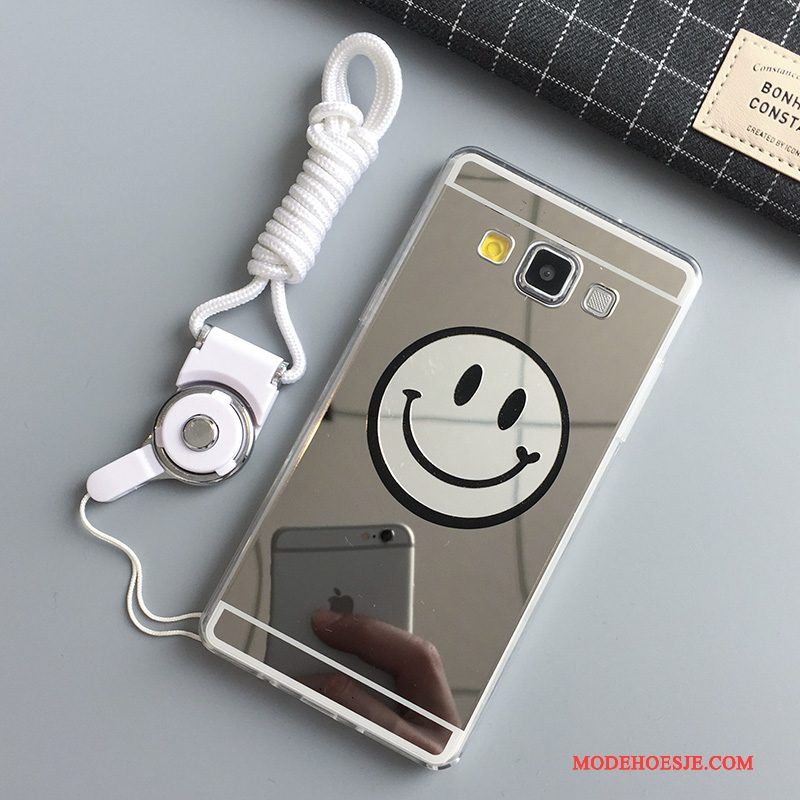 Hoesje Samsung Galaxy A7 2015 Siliconen Smiley Anti-fall, Hoes Samsung Galaxy A7 2015 Zakken Hanger Spiegel