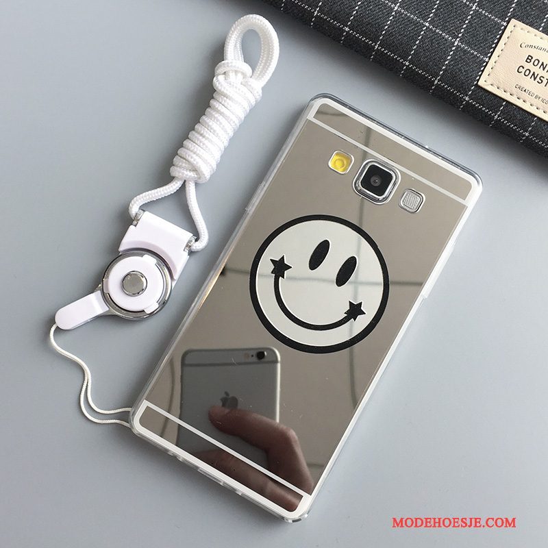 Hoesje Samsung Galaxy A7 2015 Siliconen Smiley Anti-fall, Hoes Samsung Galaxy A7 2015 Zakken Hanger Spiegel