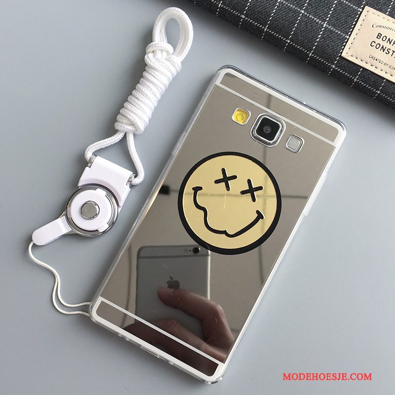 Hoesje Samsung Galaxy A7 2015 Siliconen Smiley Anti-fall, Hoes Samsung Galaxy A7 2015 Zakken Hanger Spiegel