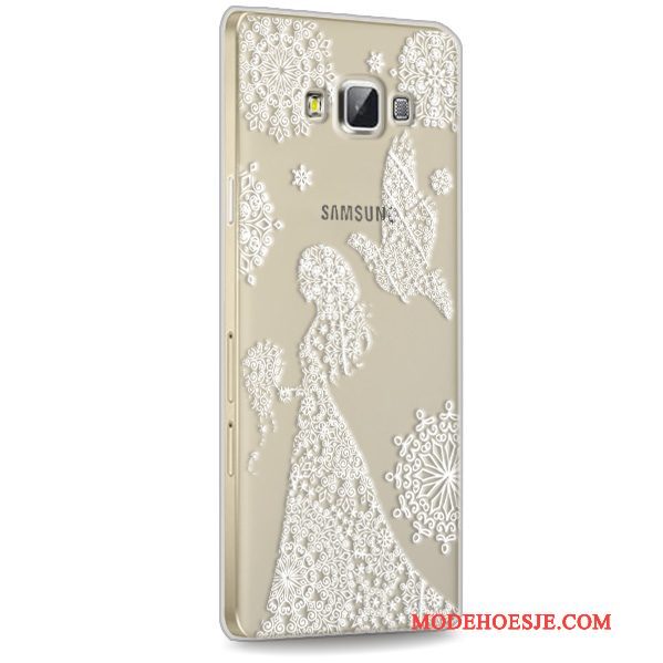 Hoesje Samsung Galaxy A7 2015 Siliconen Telefoon Anti-fall, Hoes Samsung Galaxy A7 2015 Zacht Rood Doorzichtig