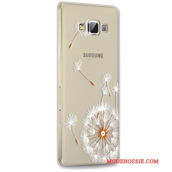 Hoesje Samsung Galaxy A7 2015 Siliconen Telefoon Anti-fall, Hoes Samsung Galaxy A7 2015 Zacht Rood Doorzichtig