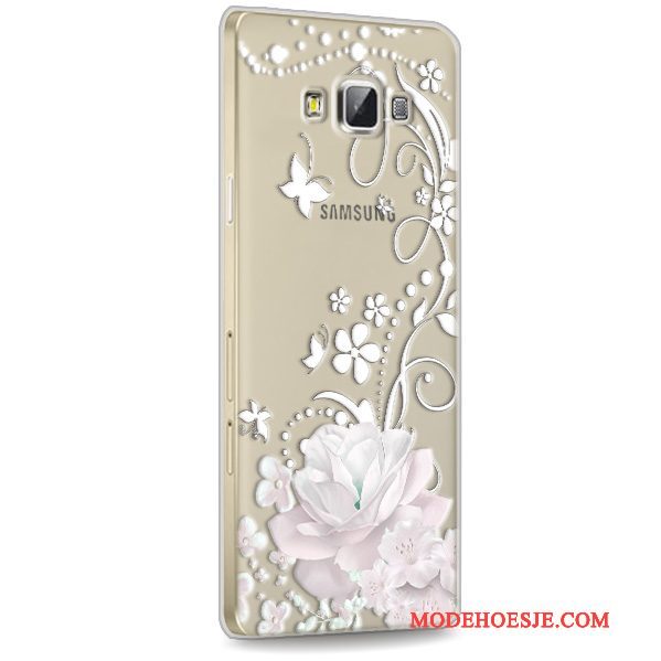 Hoesje Samsung Galaxy A7 2015 Siliconen Telefoon Anti-fall, Hoes Samsung Galaxy A7 2015 Zacht Rood Doorzichtig