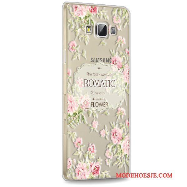 Hoesje Samsung Galaxy A7 2015 Siliconen Telefoon Anti-fall, Hoes Samsung Galaxy A7 2015 Zacht Rood Doorzichtig