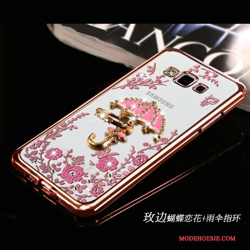 Hoesje Samsung Galaxy A7 2015 Strass Roze Trend, Hoes Samsung Galaxy A7 2015 Spotprent Mooietelefoon