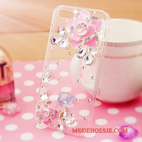 Hoesje Samsung Galaxy A7 2015 Strass Telefoon Purper, Hoes Samsung Galaxy A7 2015 Bescherming Doorzichtig