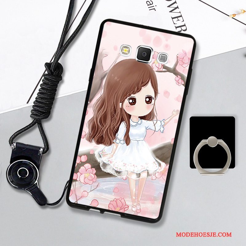 Hoesje Samsung Galaxy A7 2015 Zacht Hangertelefoon, Hoes Samsung Galaxy A7 2015 Bescherming Zwart