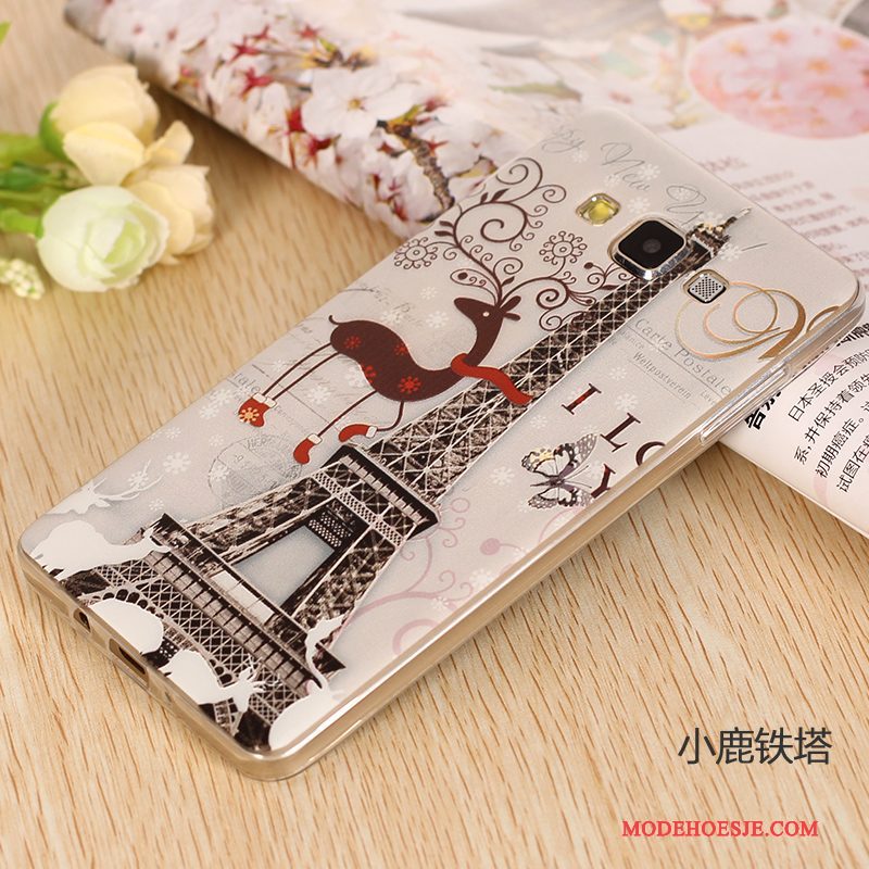 Hoesje Samsung Galaxy A7 2015 Zacht Telefoon Omlijsting, Hoes Samsung Galaxy A7 2015 Siliconen Purper Dun
