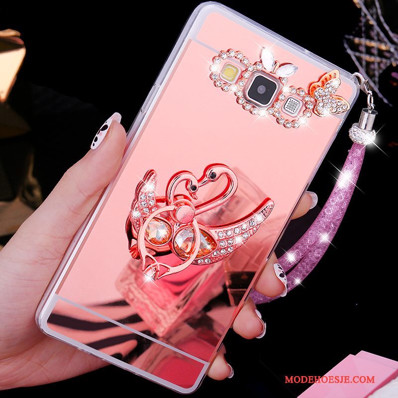 Hoesje Samsung Galaxy A7 2015 Zacht Telefoon Roze, Hoes Samsung Galaxy A7 2015 Zakken Anti-fall Trend