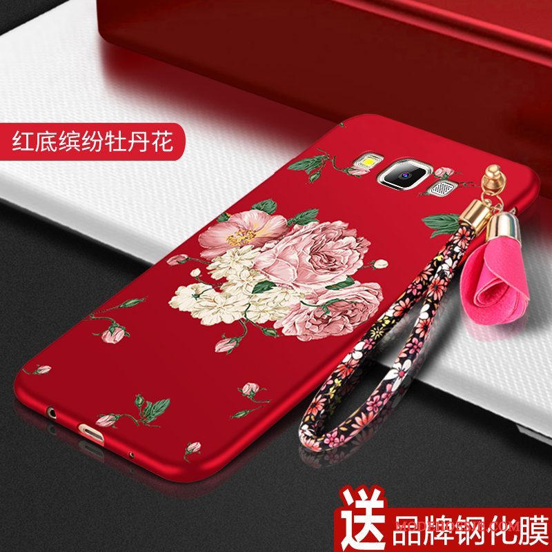 Hoesje Samsung Galaxy A7 2015 Zacht Trend Rood, Hoes Samsung Galaxy A7 2015 Zakken Schrobbentelefoon