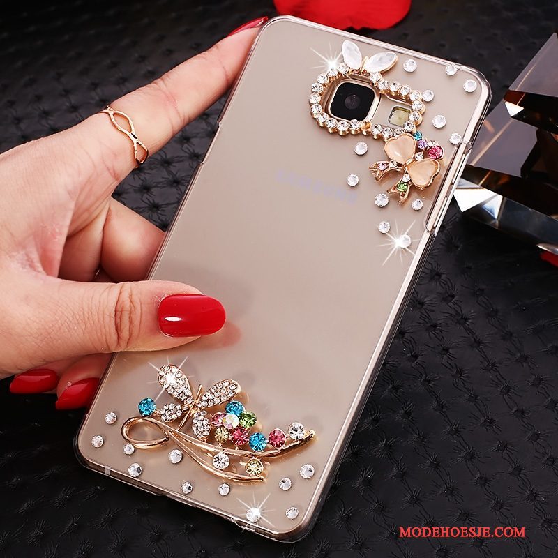 Hoesje Samsung Galaxy A7 2016 Bescherming Goudtelefoon, Hoes Samsung Galaxy A7 2016 Strass Doorzichtig