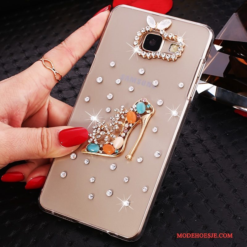 Hoesje Samsung Galaxy A7 2016 Bescherming Goudtelefoon, Hoes Samsung Galaxy A7 2016 Strass Doorzichtig