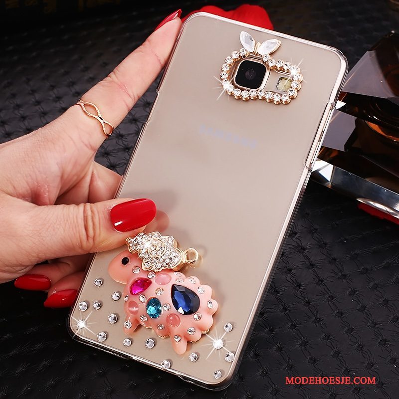 Hoesje Samsung Galaxy A7 2016 Bescherming Goudtelefoon, Hoes Samsung Galaxy A7 2016 Strass Doorzichtig