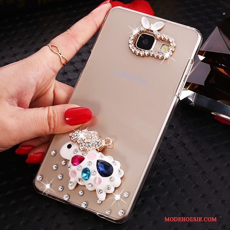 Hoesje Samsung Galaxy A7 2016 Bescherming Goudtelefoon, Hoes Samsung Galaxy A7 2016 Strass Doorzichtig