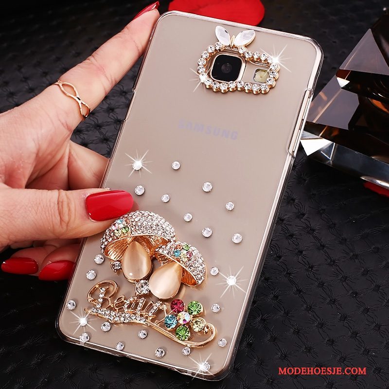 Hoesje Samsung Galaxy A7 2016 Bescherming Goudtelefoon, Hoes Samsung Galaxy A7 2016 Strass Doorzichtig