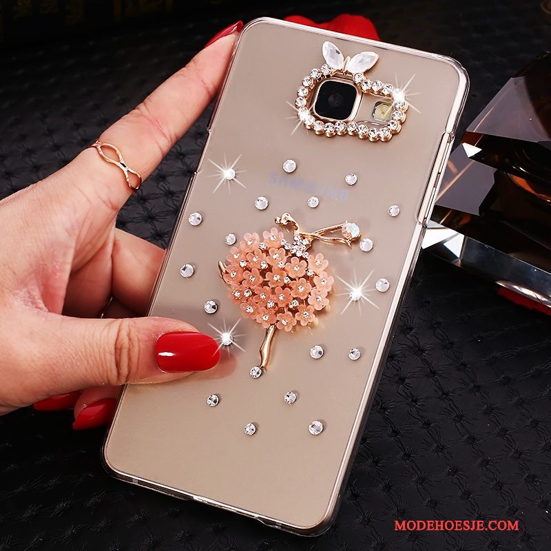 Hoesje Samsung Galaxy A7 2016 Bescherming Goudtelefoon, Hoes Samsung Galaxy A7 2016 Strass Doorzichtig