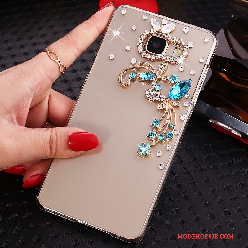 Hoesje Samsung Galaxy A7 2016 Bescherming Goudtelefoon, Hoes Samsung Galaxy A7 2016 Strass Doorzichtig