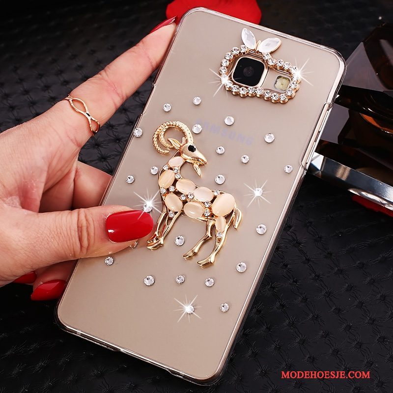 Hoesje Samsung Galaxy A7 2016 Bescherming Goudtelefoon, Hoes Samsung Galaxy A7 2016 Strass Doorzichtig