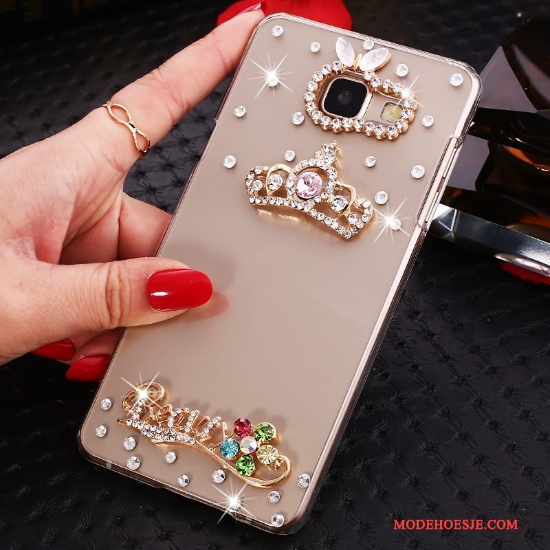 Hoesje Samsung Galaxy A7 2016 Bescherming Goudtelefoon, Hoes Samsung Galaxy A7 2016 Strass Doorzichtig