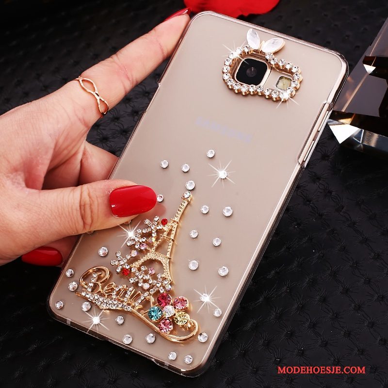 Hoesje Samsung Galaxy A7 2016 Bescherming Goudtelefoon, Hoes Samsung Galaxy A7 2016 Strass Doorzichtig