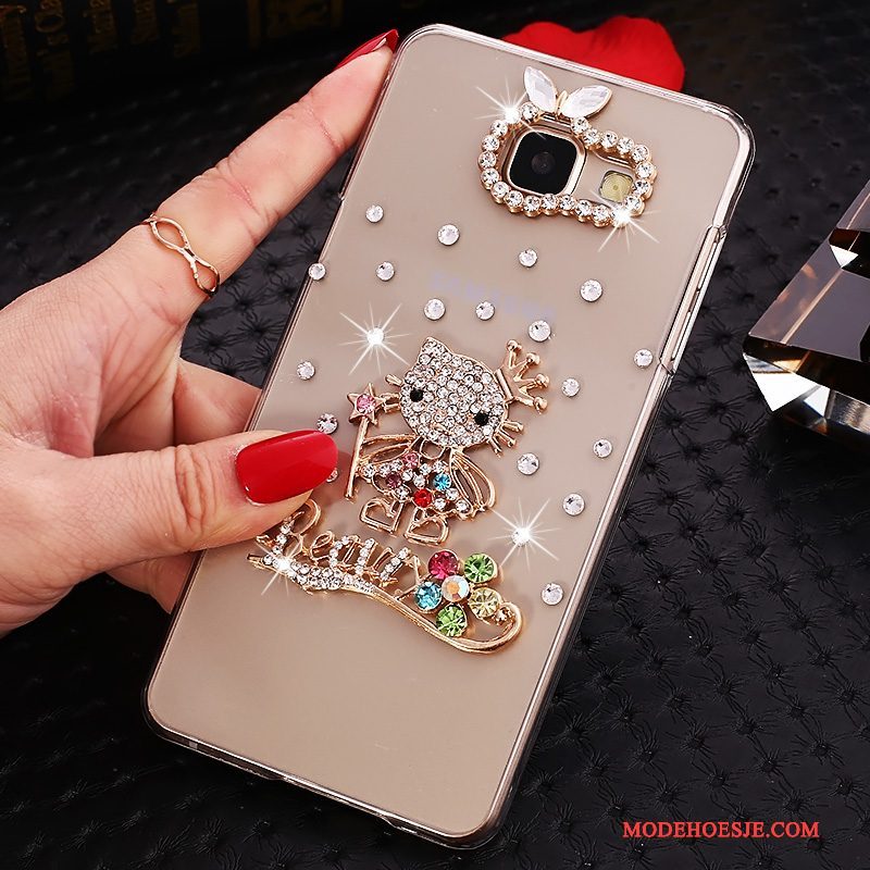 Hoesje Samsung Galaxy A7 2016 Bescherming Goudtelefoon, Hoes Samsung Galaxy A7 2016 Strass Doorzichtig