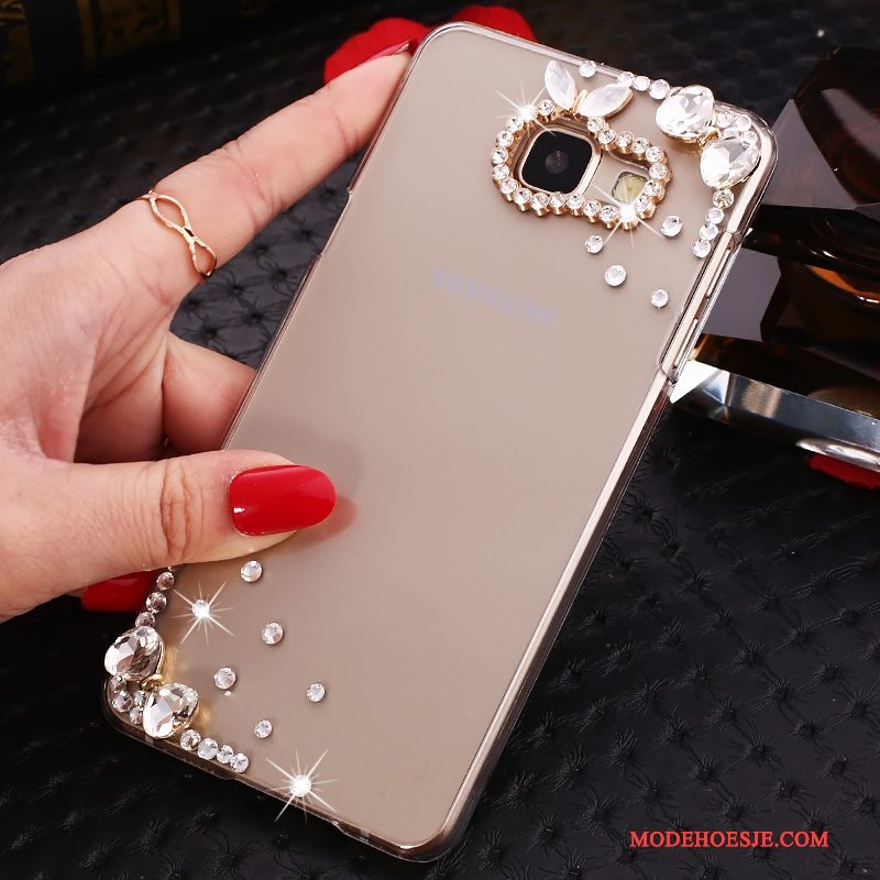 Hoesje Samsung Galaxy A7 2016 Bescherming Goudtelefoon, Hoes Samsung Galaxy A7 2016 Strass Doorzichtig