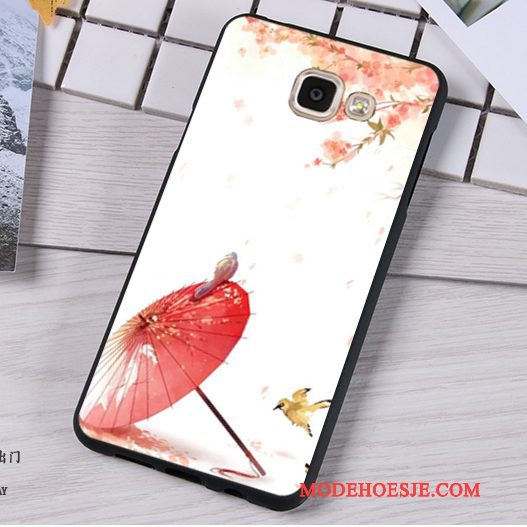 Hoesje Samsung Galaxy A7 2016 Scheppend Rood Anti-fall, Hoes Samsung Galaxy A7 2016 Siliconen Hanger Trend