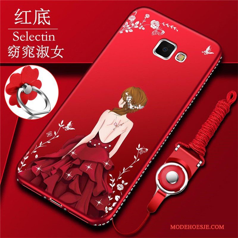 Hoesje Samsung Galaxy A7 2016 Siliconen Rood Schrobben, Hoes Samsung Galaxy A7 2016 Zacht Anti-falltelefoon