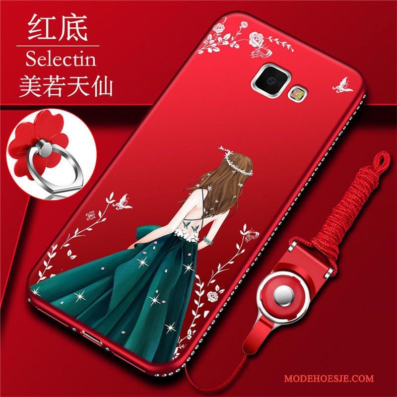 Hoesje Samsung Galaxy A7 2016 Siliconen Rood Schrobben, Hoes Samsung Galaxy A7 2016 Zacht Anti-falltelefoon