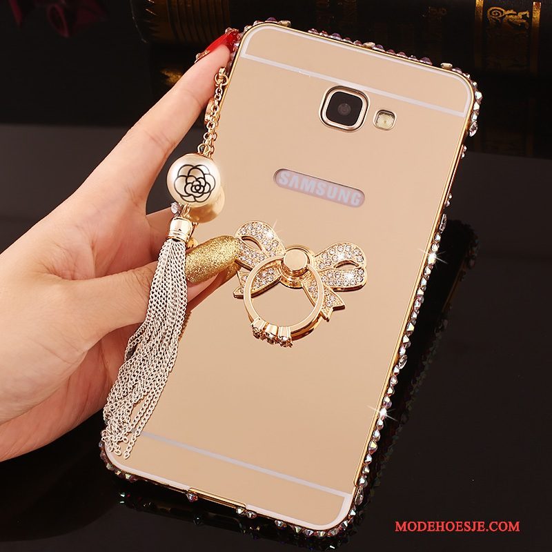 Hoesje Samsung Galaxy A7 2016 Strass Omlijsting Achterklep, Hoes Samsung Galaxy A7 2016 Metaal Telefoon Roze