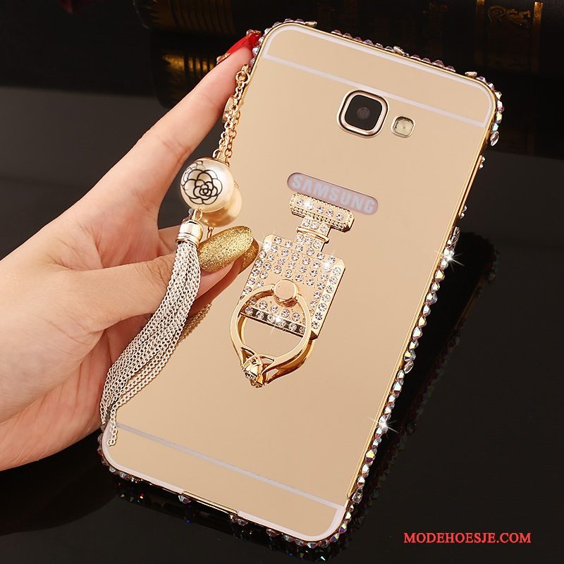 Hoesje Samsung Galaxy A7 2016 Strass Omlijsting Achterklep, Hoes Samsung Galaxy A7 2016 Metaal Telefoon Roze