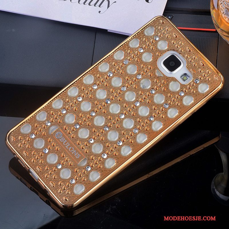 Hoesje Samsung Galaxy A7 2016 Zacht Goud Anti-fall, Hoes Samsung Galaxy A7 2016 Strass Telefoon