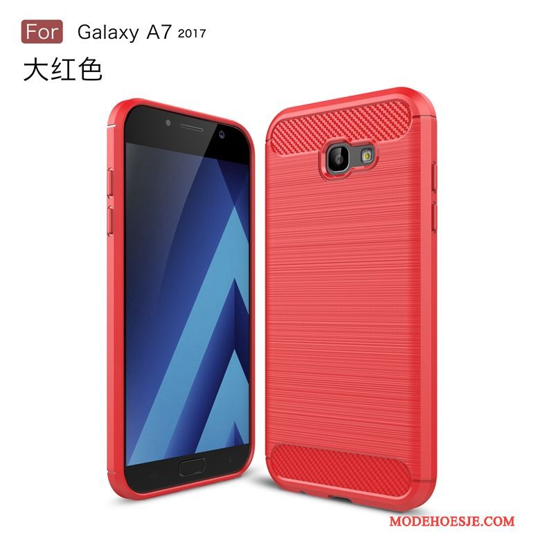 Hoesje Samsung Galaxy A7 2017 Spotprent Anti-fall Groen, Hoes Samsung Galaxy A7 2017 Bescherming Fibertelefoon