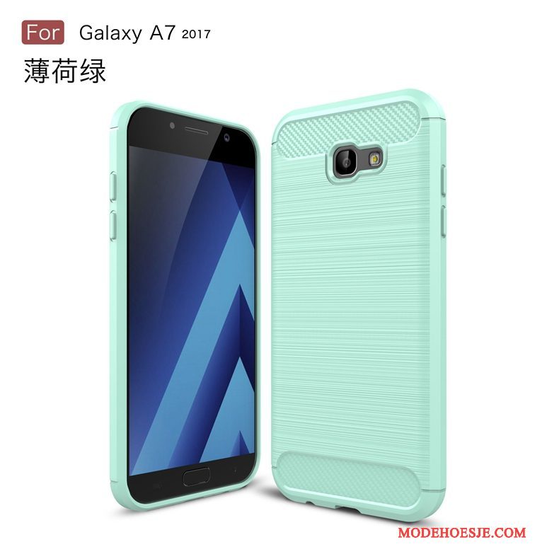 Hoesje Samsung Galaxy A7 2017 Spotprent Anti-fall Groen, Hoes Samsung Galaxy A7 2017 Bescherming Fibertelefoon