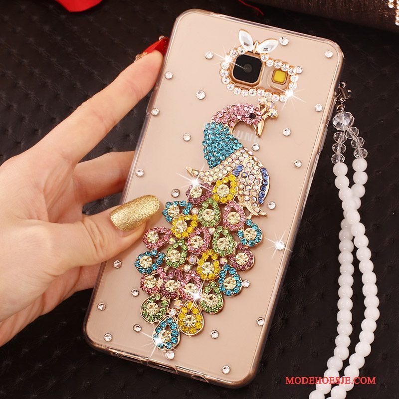 Hoesje Samsung Galaxy A7 2017 Strass Nieuw Hanger, Hoes Samsung Galaxy A7 2017 Zacht Goudtelefoon