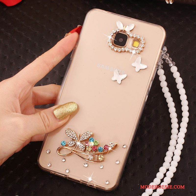 Hoesje Samsung Galaxy A7 2017 Strass Nieuw Hanger, Hoes Samsung Galaxy A7 2017 Zacht Goudtelefoon