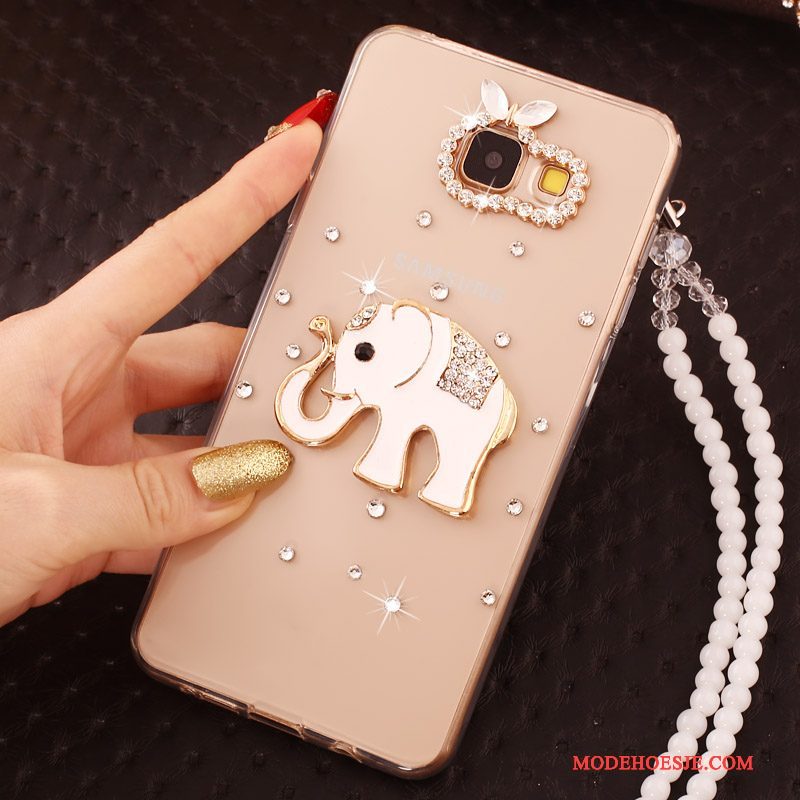 Hoesje Samsung Galaxy A7 2017 Strass Nieuw Hanger, Hoes Samsung Galaxy A7 2017 Zacht Goudtelefoon