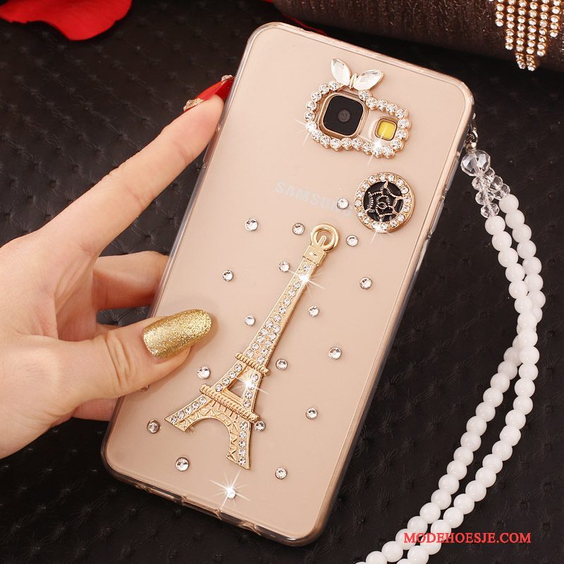 Hoesje Samsung Galaxy A7 2017 Strass Nieuw Hanger, Hoes Samsung Galaxy A7 2017 Zacht Goudtelefoon