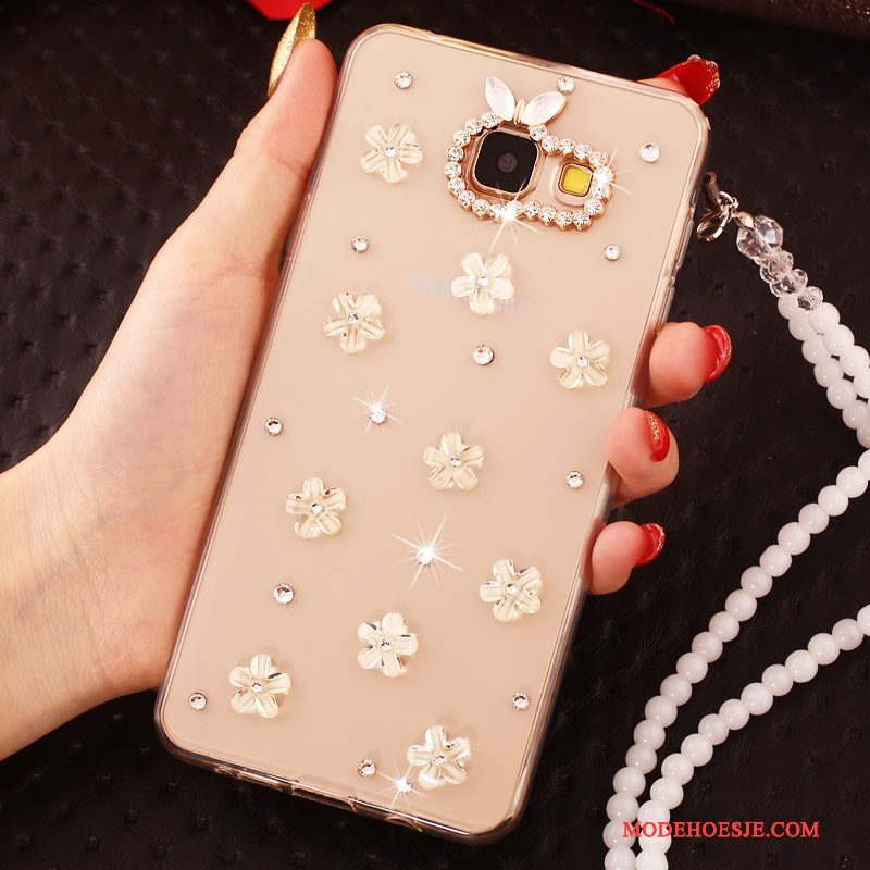 Hoesje Samsung Galaxy A7 2017 Strass Nieuw Hanger, Hoes Samsung Galaxy A7 2017 Zacht Goudtelefoon