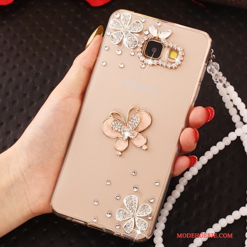 Hoesje Samsung Galaxy A7 2017 Strass Nieuw Hanger, Hoes Samsung Galaxy A7 2017 Zacht Goudtelefoon