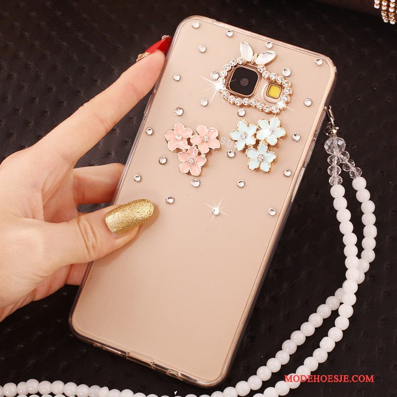 Hoesje Samsung Galaxy A7 2017 Strass Nieuw Hanger, Hoes Samsung Galaxy A7 2017 Zacht Goudtelefoon