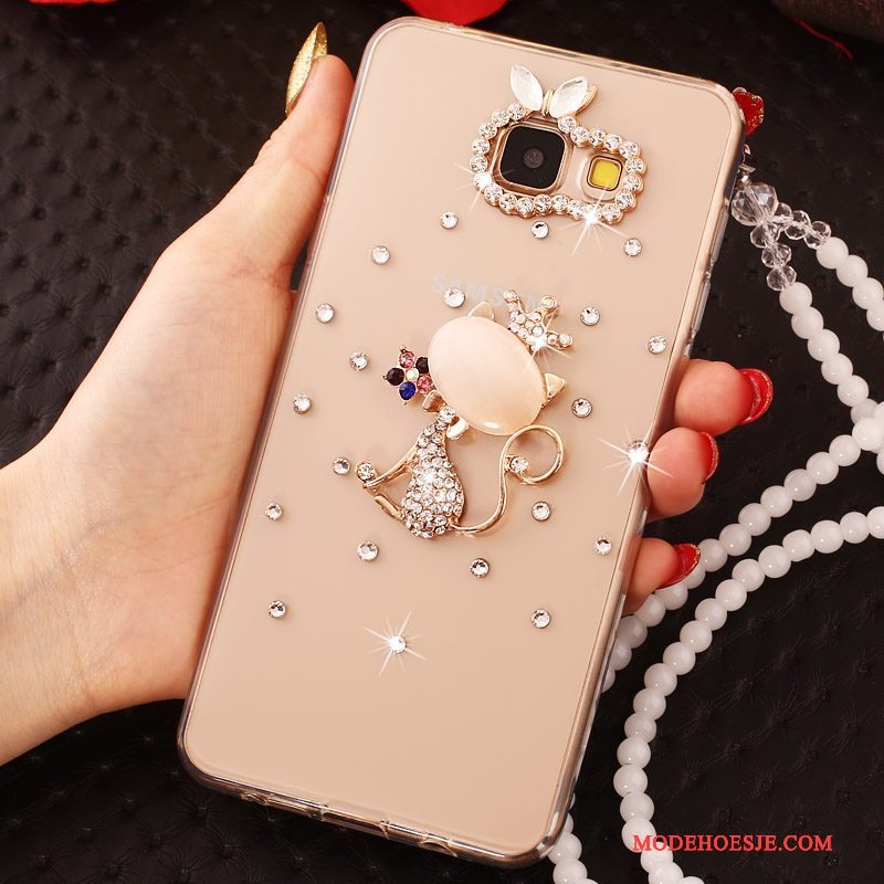 Hoesje Samsung Galaxy A7 2017 Strass Nieuw Hanger, Hoes Samsung Galaxy A7 2017 Zacht Goudtelefoon