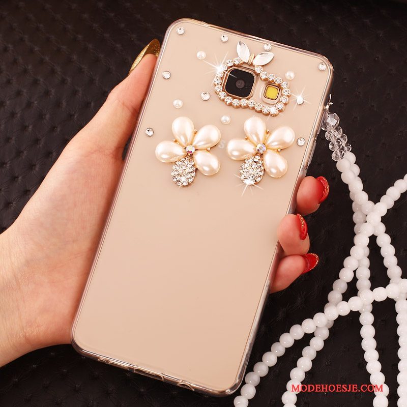 Hoesje Samsung Galaxy A7 2017 Strass Nieuw Hanger, Hoes Samsung Galaxy A7 2017 Zacht Goudtelefoon