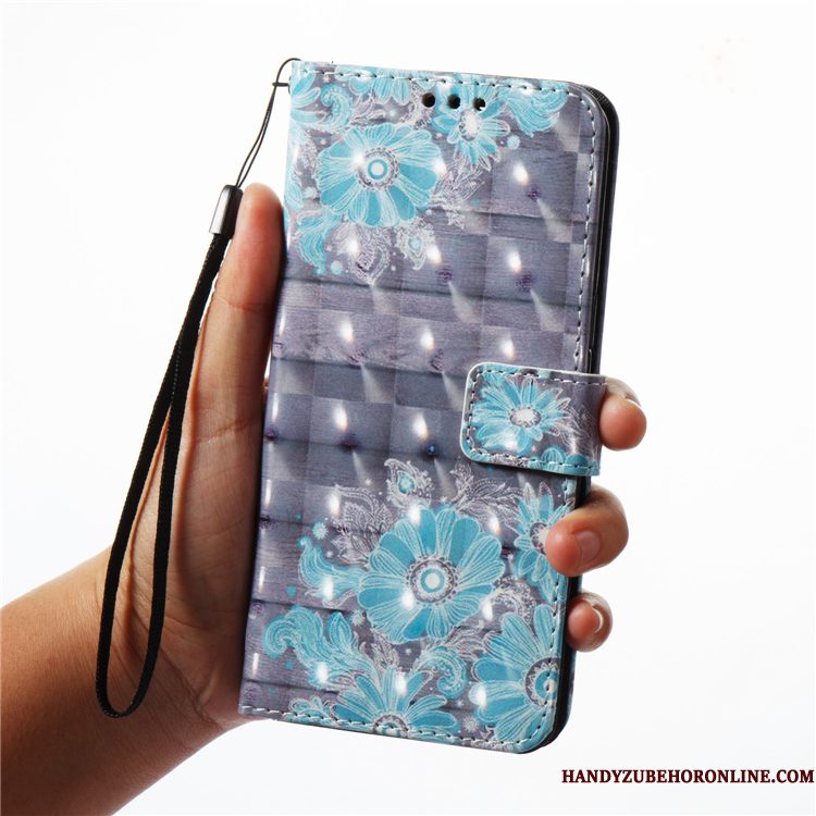 Hoesje Samsung Galaxy A7 2018 Folio Telefoon Anti-fall, Hoes Samsung Galaxy A7 2018 Zakken Blauw