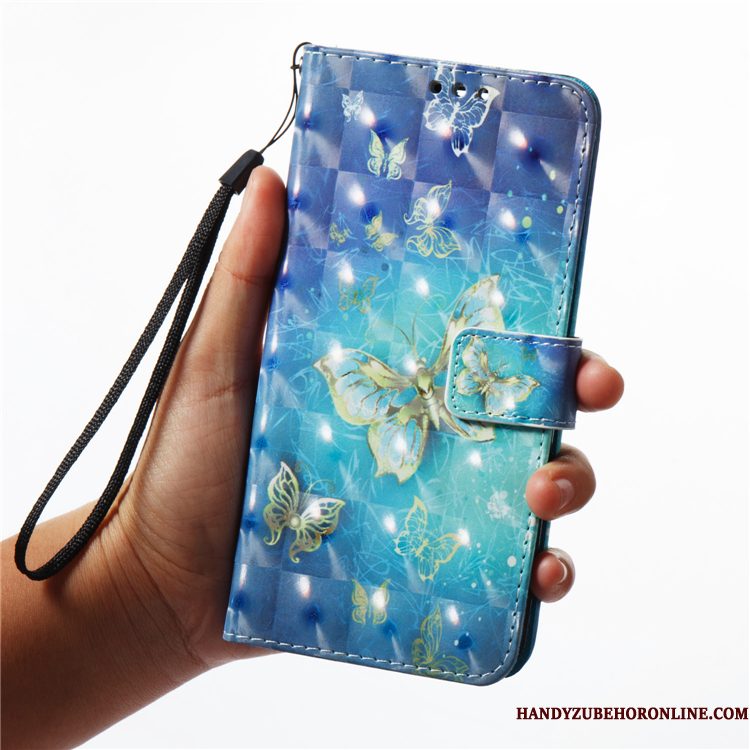 Hoesje Samsung Galaxy A7 2018 Folio Telefoon Anti-fall, Hoes Samsung Galaxy A7 2018 Zakken Blauw