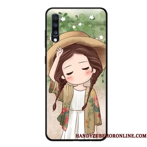 Hoesje Samsung Galaxy A70 Bescherming Schrobben Zwart, Hoes Samsung Galaxy A70 Zacht Rozetelefoon